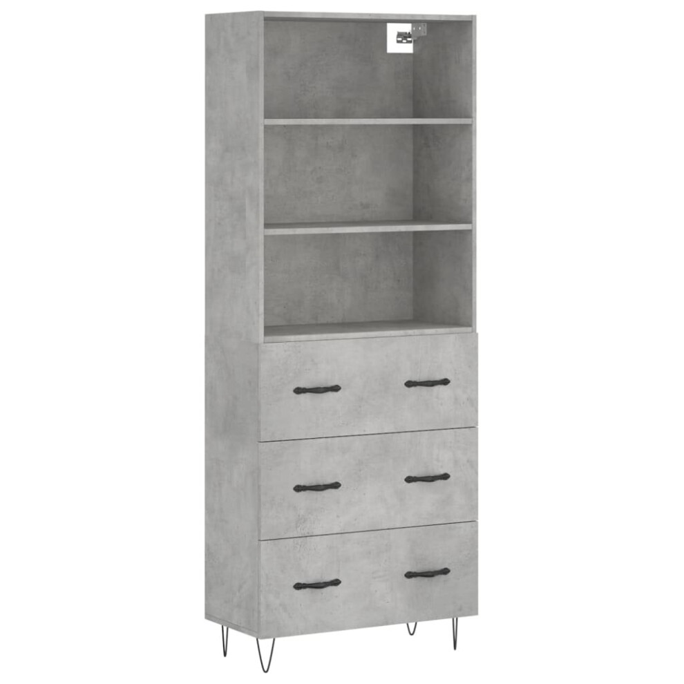 Vidaxl Grey (Concrete 3 Drawers) Highboard Sideboard Cupboard Side Cabinet Sonoma Engineered Wood