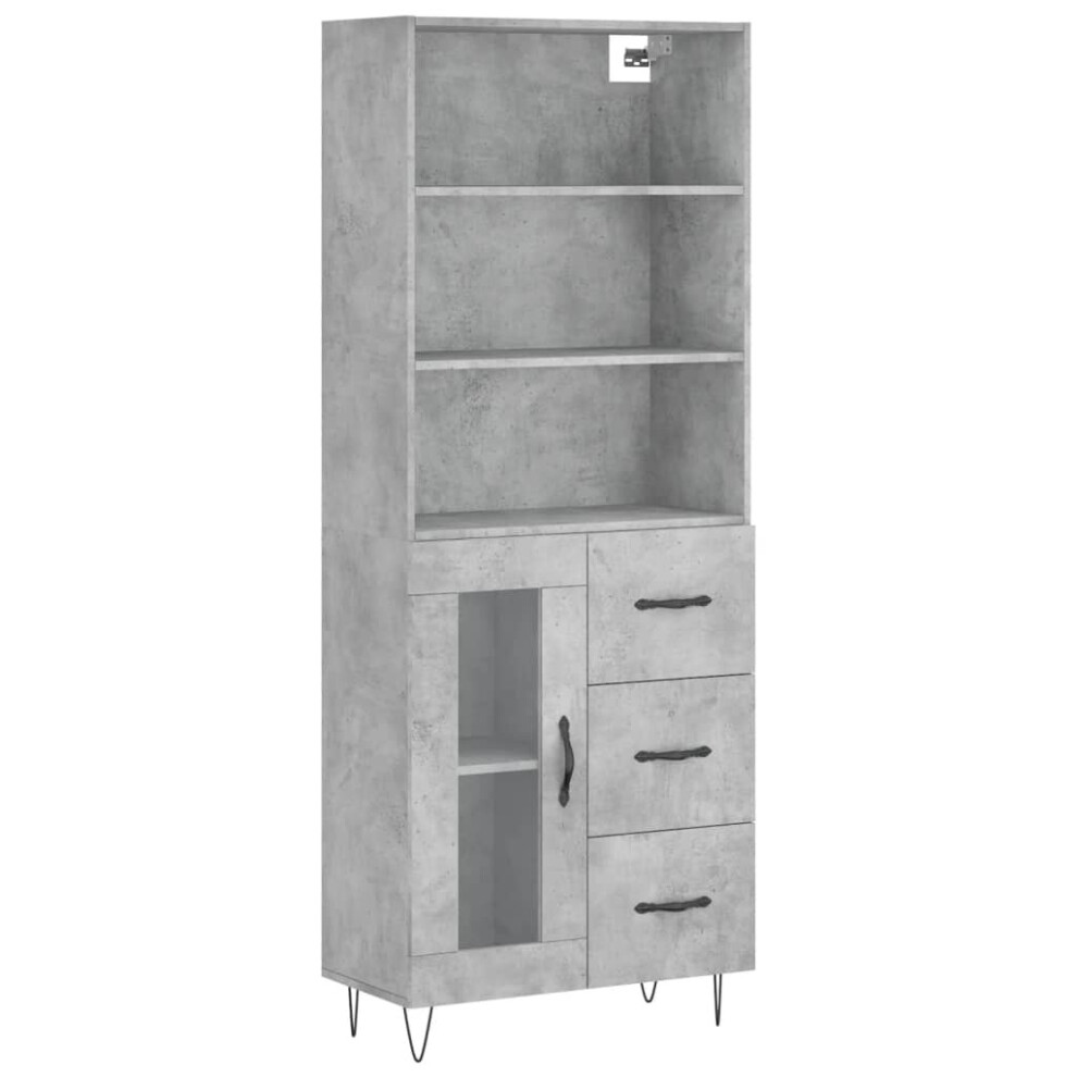 (concrete grey, 1 glass door 3 drawers) vidaXL Highboard Sideboard Cupboard Side Cabinet Grey Sonoma Engineered Wood