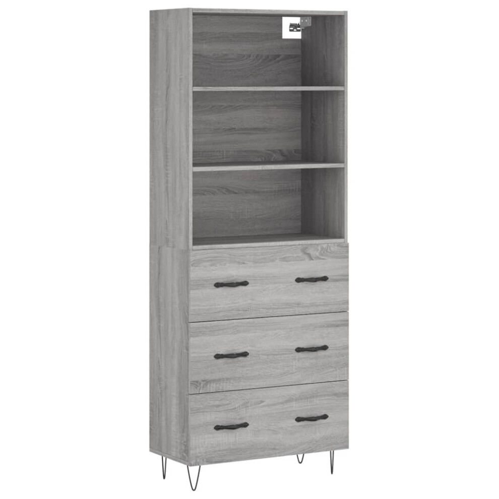 (grey sonoma, 3 drawers) vidaXL Highboard Sideboard Cupboard Side Cabinet Grey Sonoma Engineered Wood