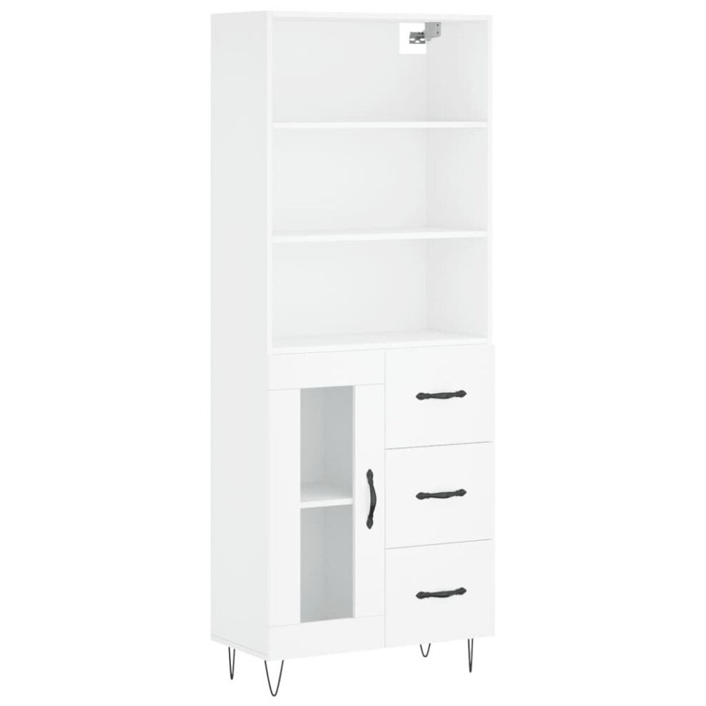 (white, 1 glass door 3 drawers) vidaXL Highboard Sideboard Cupboard Side Cabinet Grey Sonoma Engineered Wood