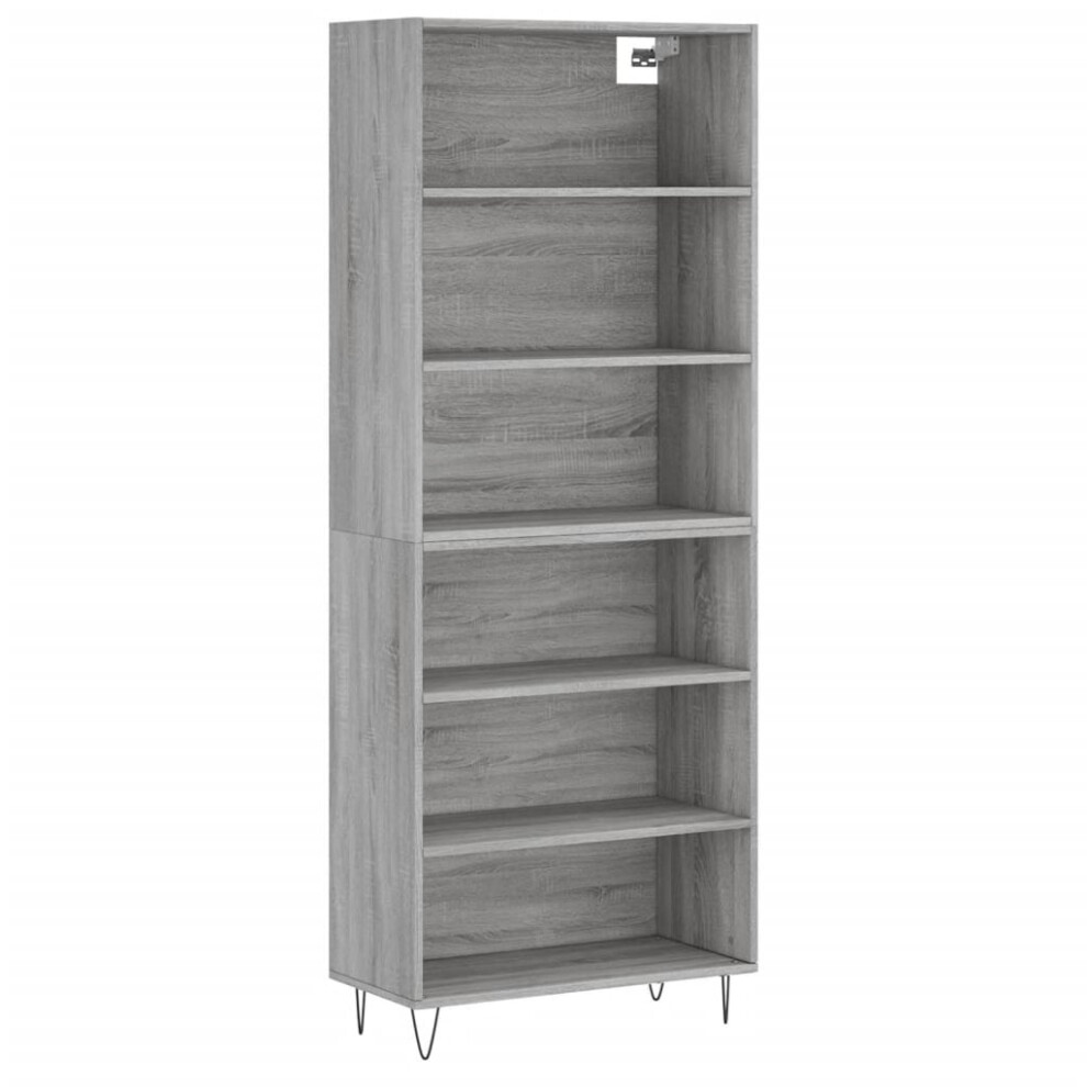 (grey sonoma, 3 shelves) vidaXL Highboard Sideboard Cupboard Side Cabinet Grey Sonoma Engineered Wood