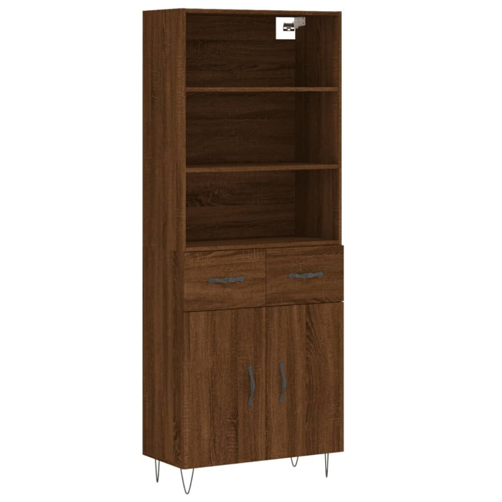 (brown oak, 2 doors 2 drawers) vidaXL Highboard Sideboard Cupboard Side Cabinet Grey Sonoma Engineered Wood