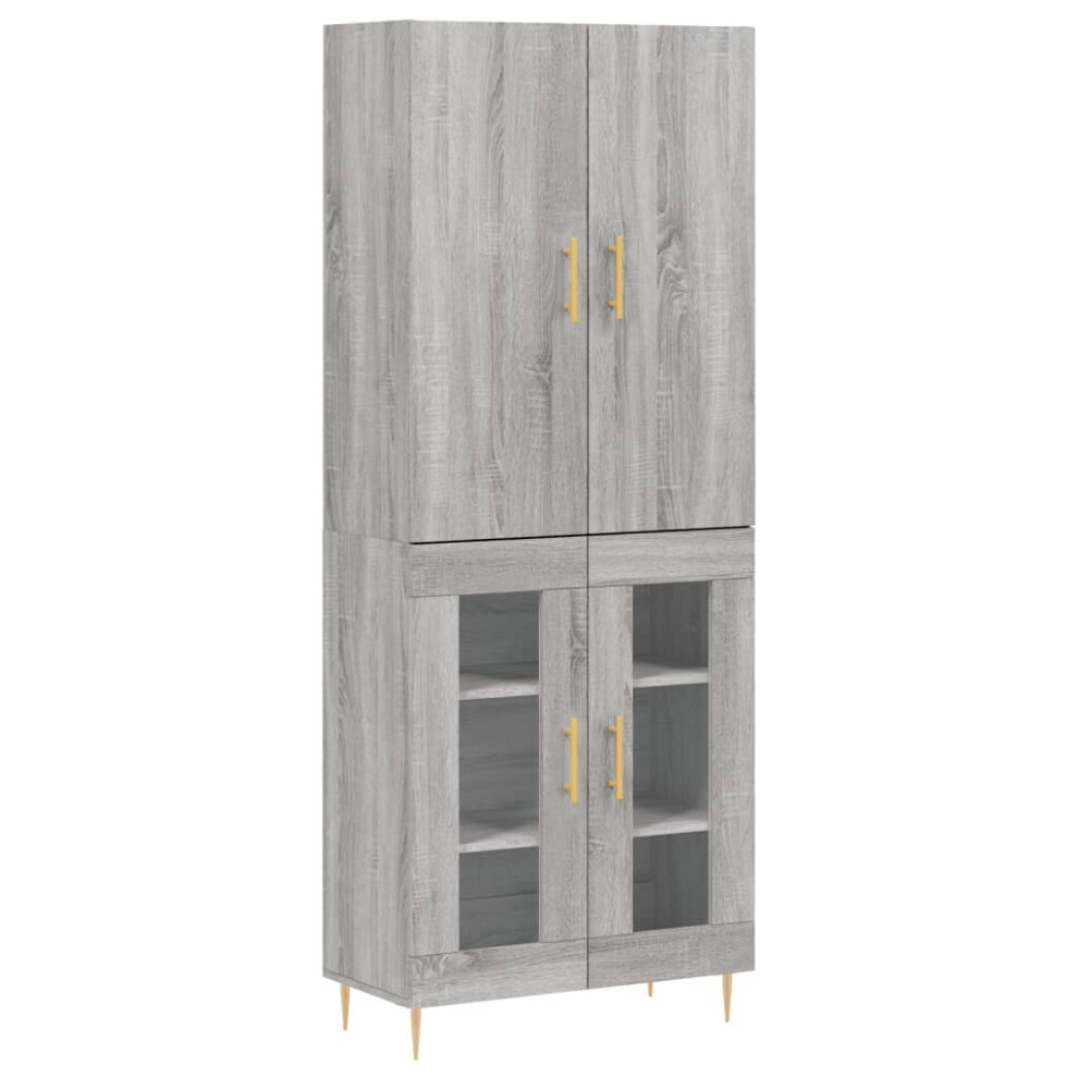 (grey sonoma, 2 glass doors) vidaXL Highboard Sideboard Storage Cabinet Side Cabinet White Engineered Wood