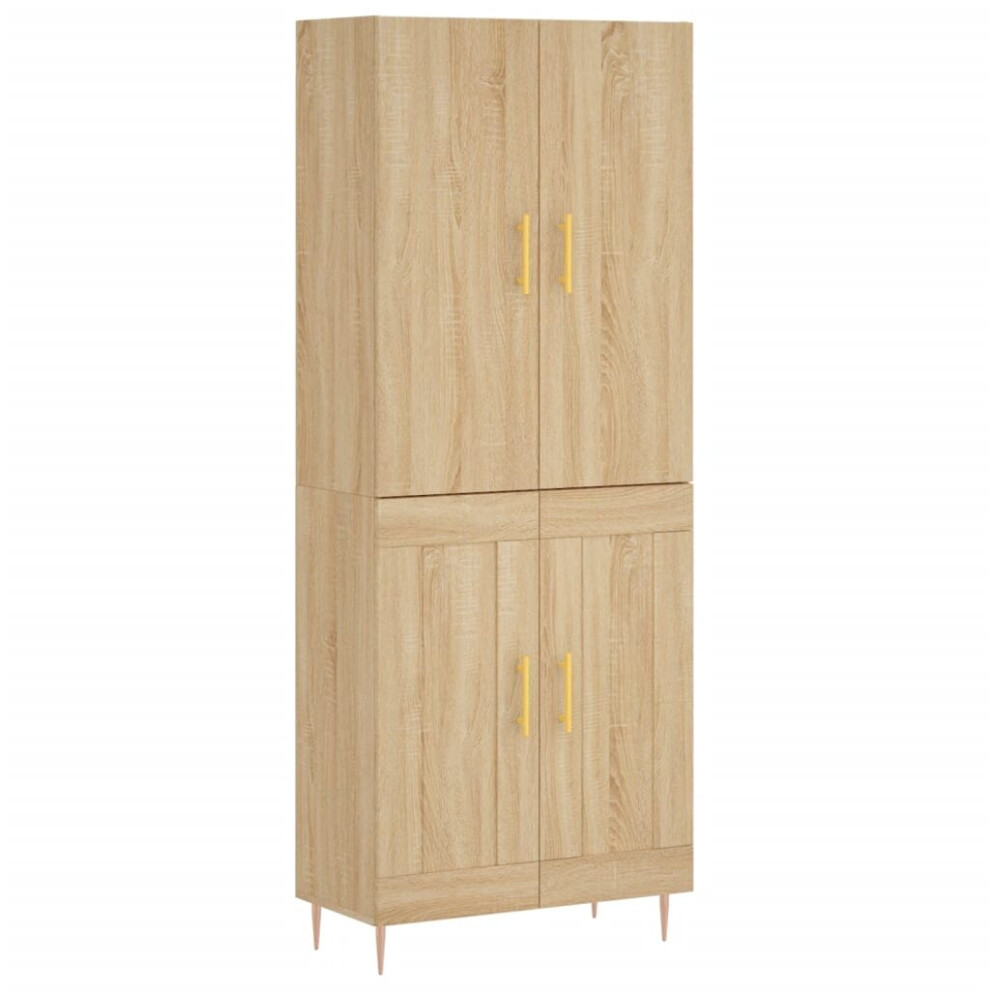 Vidaxl (Sonoma Oak, 2 Wood Doors) Highboard Sideboard Storage Cabinet Side Cabinet White Engineered Wood