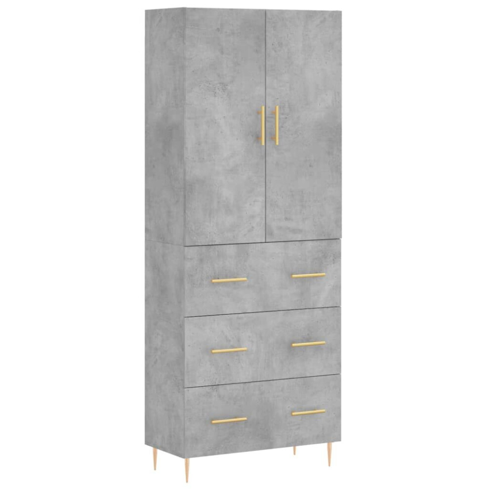 Vidaxl (Concrete Grey, 3 Drawers) Highboard Sideboard Storage Cabinet Side Cabinet White Engineered Wood