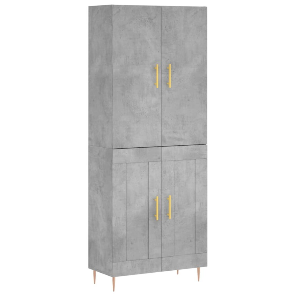 Vidaxl (Concrete Grey, 2 Wood Doors) Highboard Sideboard Storage Cabinet Side Cabinet White Engineered Wood