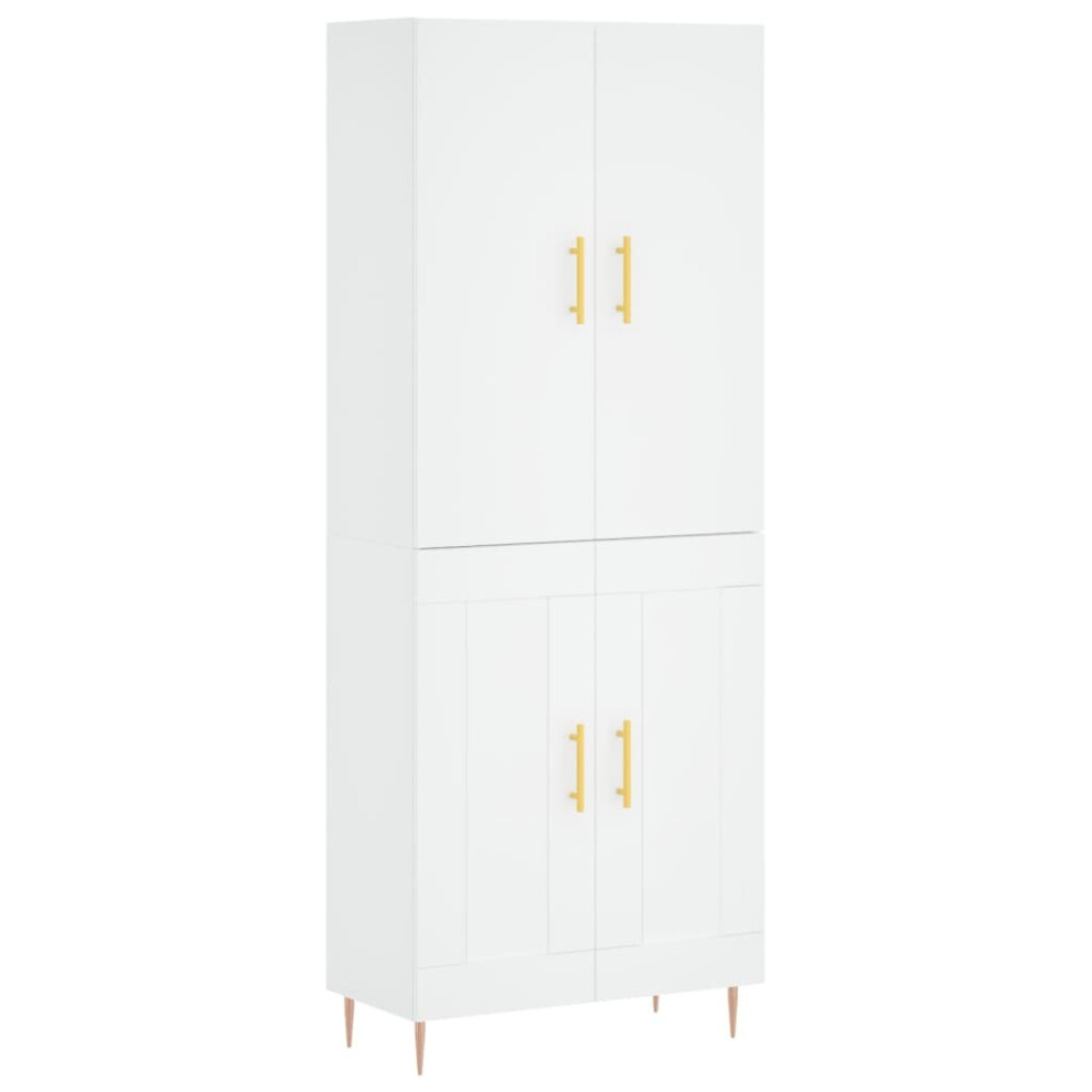 Vidaxl (White, 2 Wood Doors) Highboard Sideboard Storage Cabinet Side Cabinet White Engineered Wood