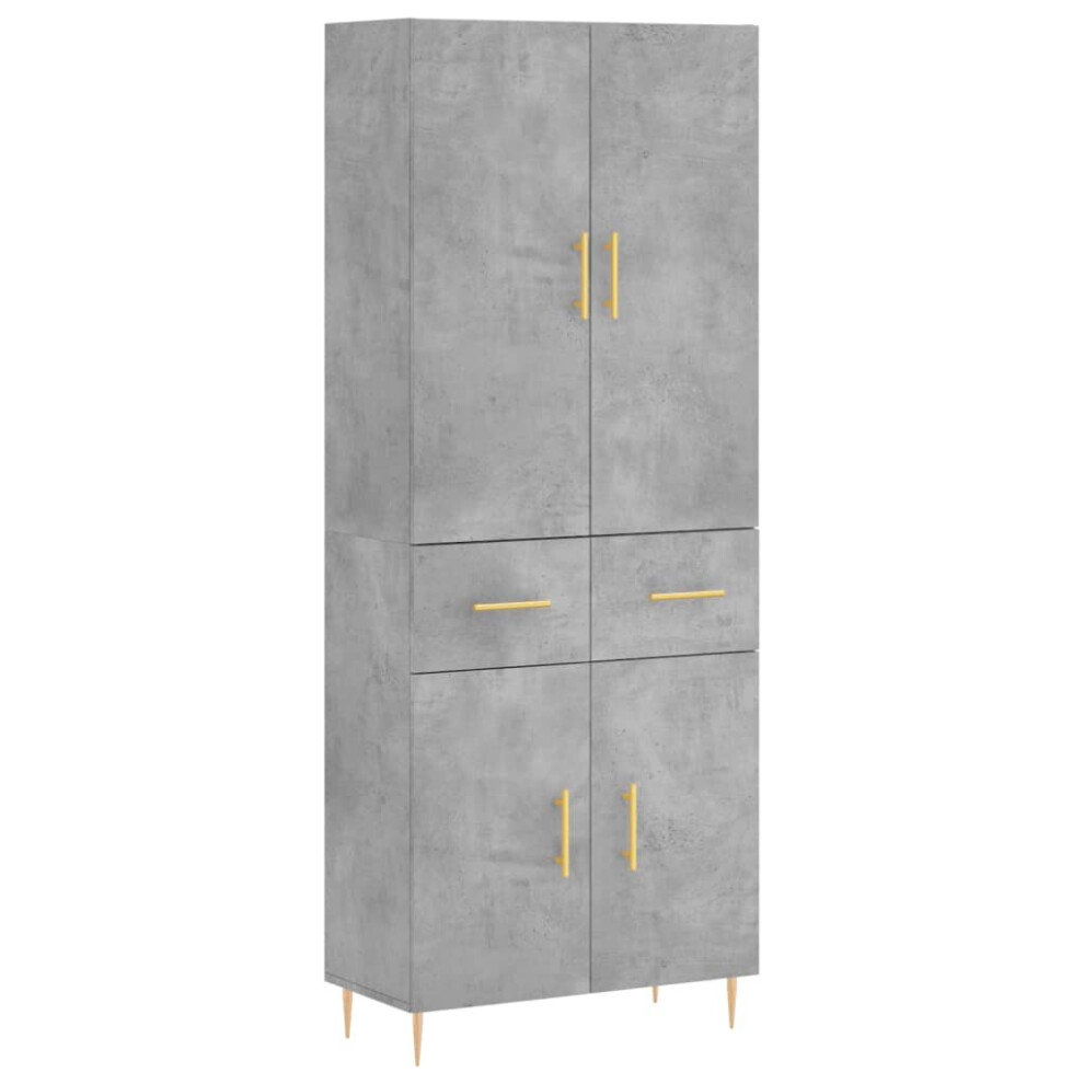 Vidaxl (Concrete Grey, 2 Doors 2 Drawers) Highboard Sideboard Storage Cabinet Side Cabinet White Engineered Wood