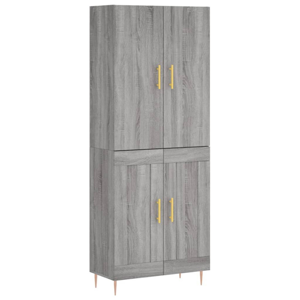 Vidaxl (Grey Sonoma, 2 Wood Doors) Highboard Sideboard Storage Cabinet Side Cabinet White Engineered Wood