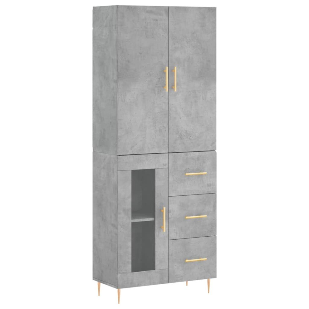 (concrete grey, 1 glass door 3 drawers) vidaXL Highboard Sideboard Storage Cabinet Side Cabinet White Engineered Wood