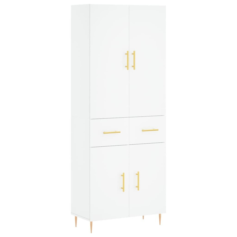 Vidaxl (White, 2 Doors 2 Drawers) Highboard Sideboard Storage Cabinet Side Cabinet White Engineered Wood
