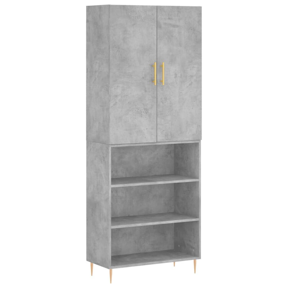 Vidaxl (Concrete Grey, 3 Shelves) Highboard Sideboard Storage Cabinet Side Cabinet White Engineered Wood