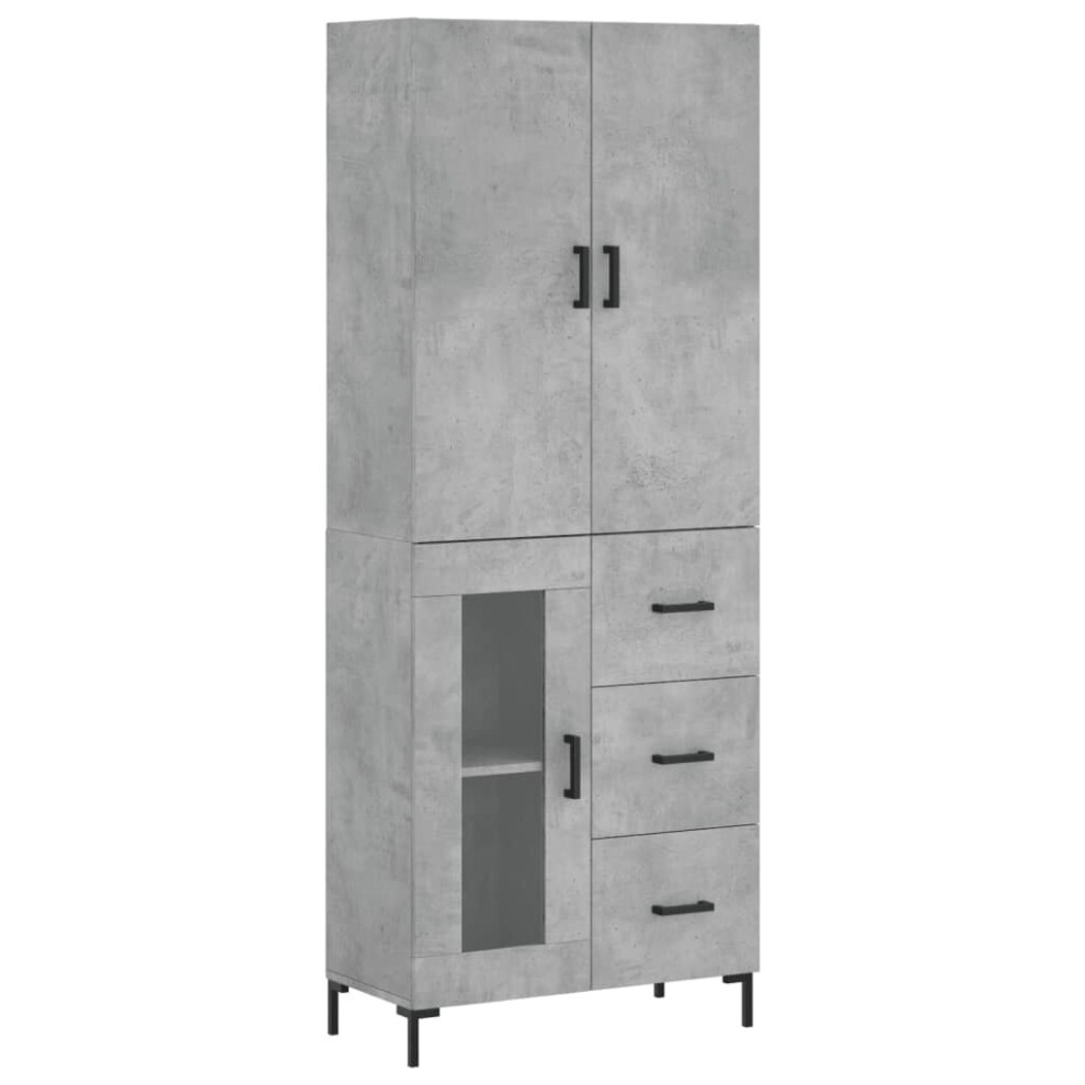 (concrete grey, 1 glass door 3 drawers) vidaXL Highboard Sideboard Storage Cabinet Side Cabinet White Engineered Wood