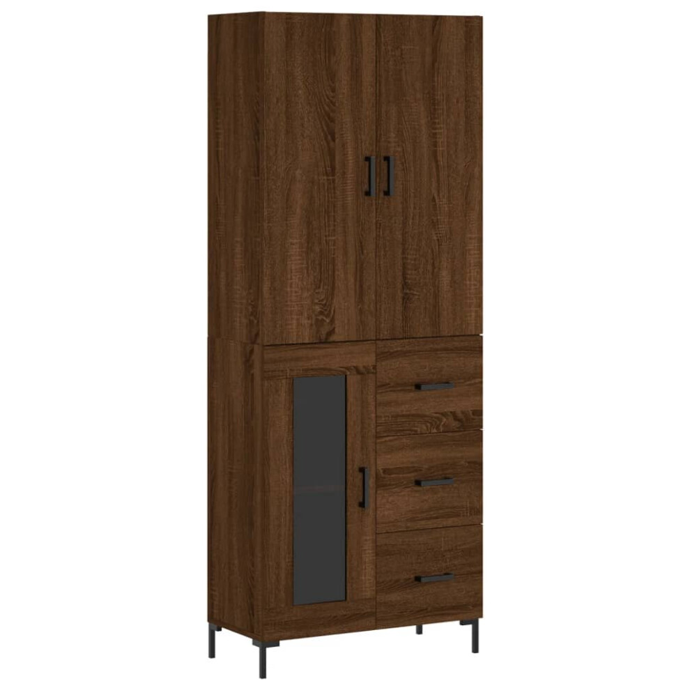 (brown oak, 1 glass door 3 drawers) vidaXL Highboard Sideboard Storage Cabinet Side Cabinet White Engineered Wood