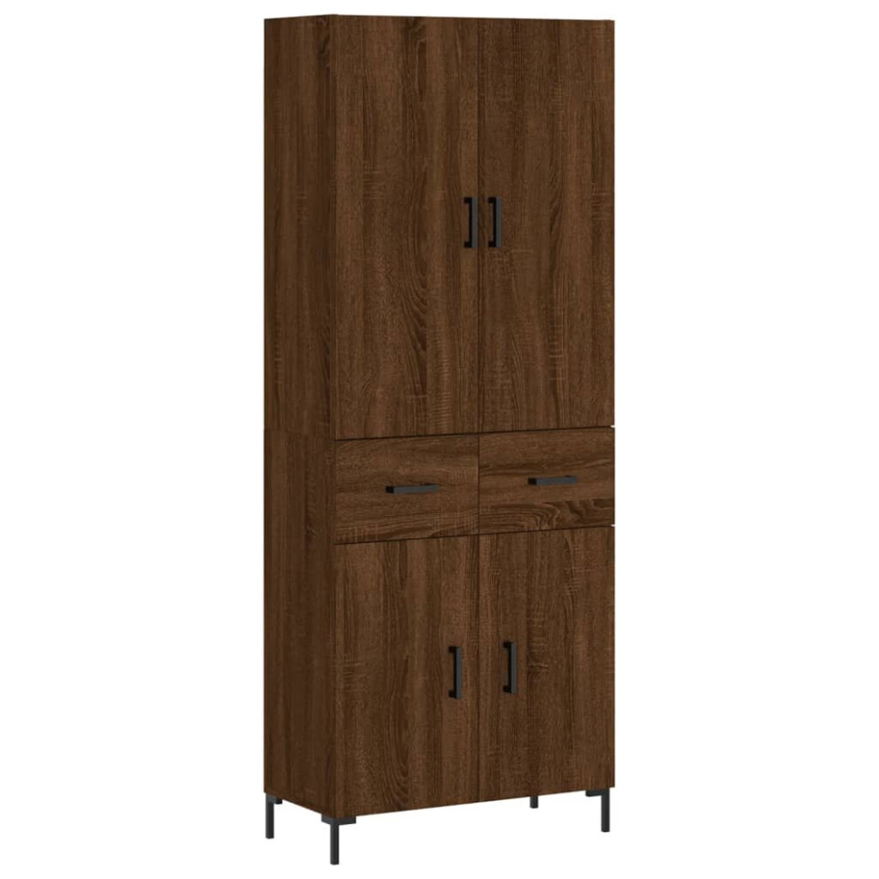 (brown oak, 2 doors 2 drawers) vidaXL Highboard Sideboard Storage Cabinet Side Cabinet White Engineered Wood