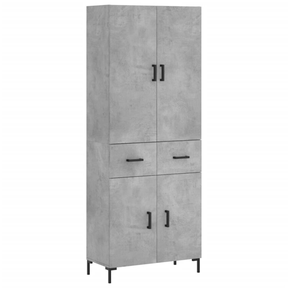 (concrete grey, 2 doors 2 drawers) vidaXL Highboard Sideboard Storage Cabinet Side Cabinet White Engineered Wood