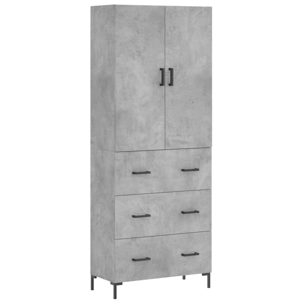 (concrete grey, 3 drawers) vidaXL Highboard Sideboard Storage Cabinet Side Cabinet White Engineered Wood