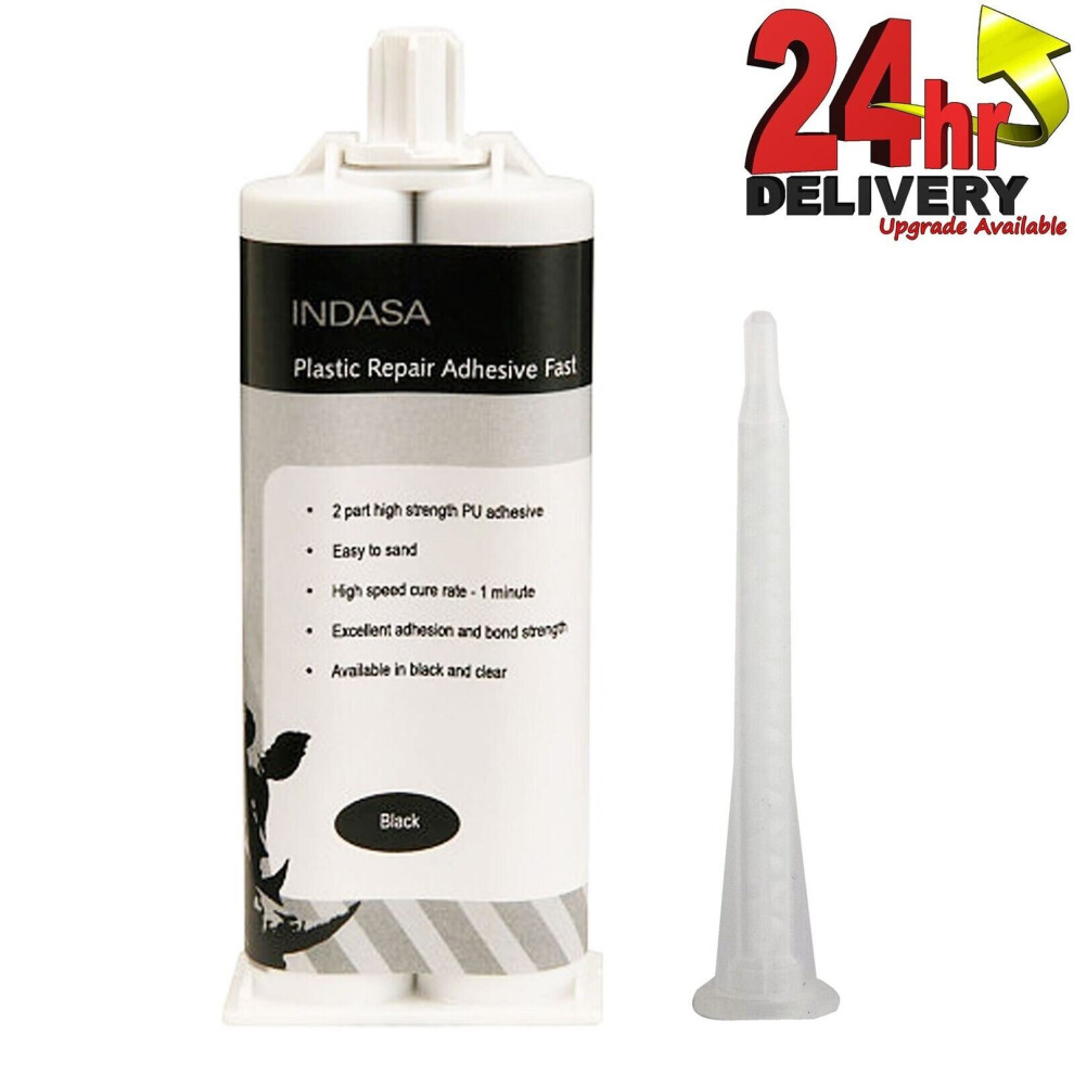 Indasa 2K Plastic Repair Adhesive Fast High Strength 2 Part +Mixer Nozzle 50Ml 5603902472767