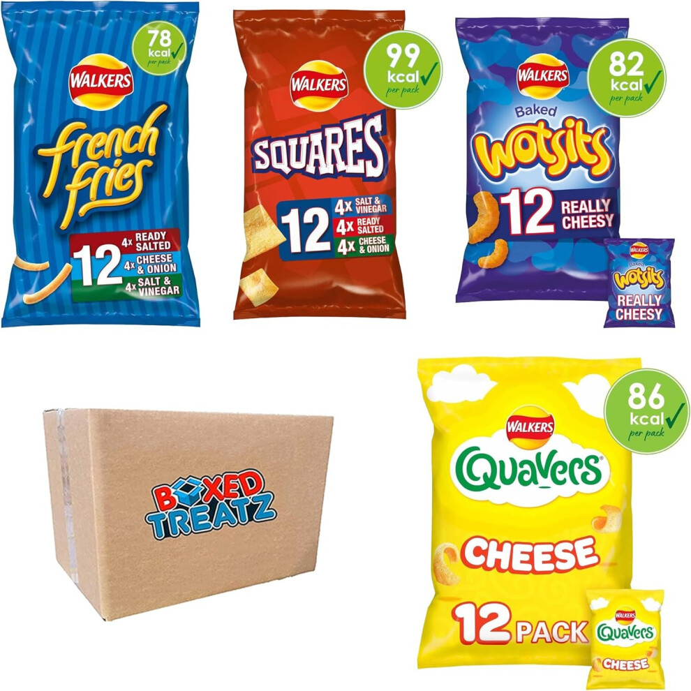 Walkers 48, 12X French Fries + 12X Wotsits + 12X Quavers + 12X Squares