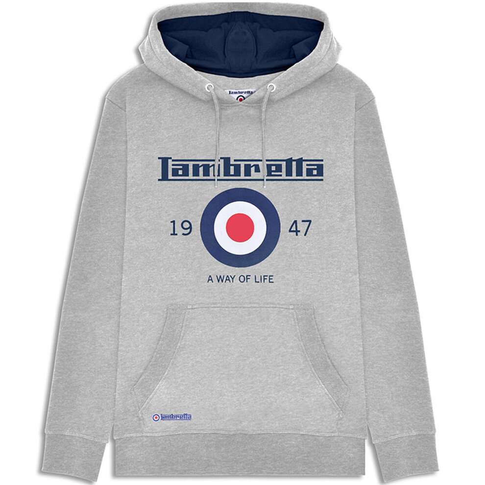 Lambretta (4Xl, Marl) Mens Target Pullover Hooded Sweatshirt Hoody Jumper Hoodie Grey