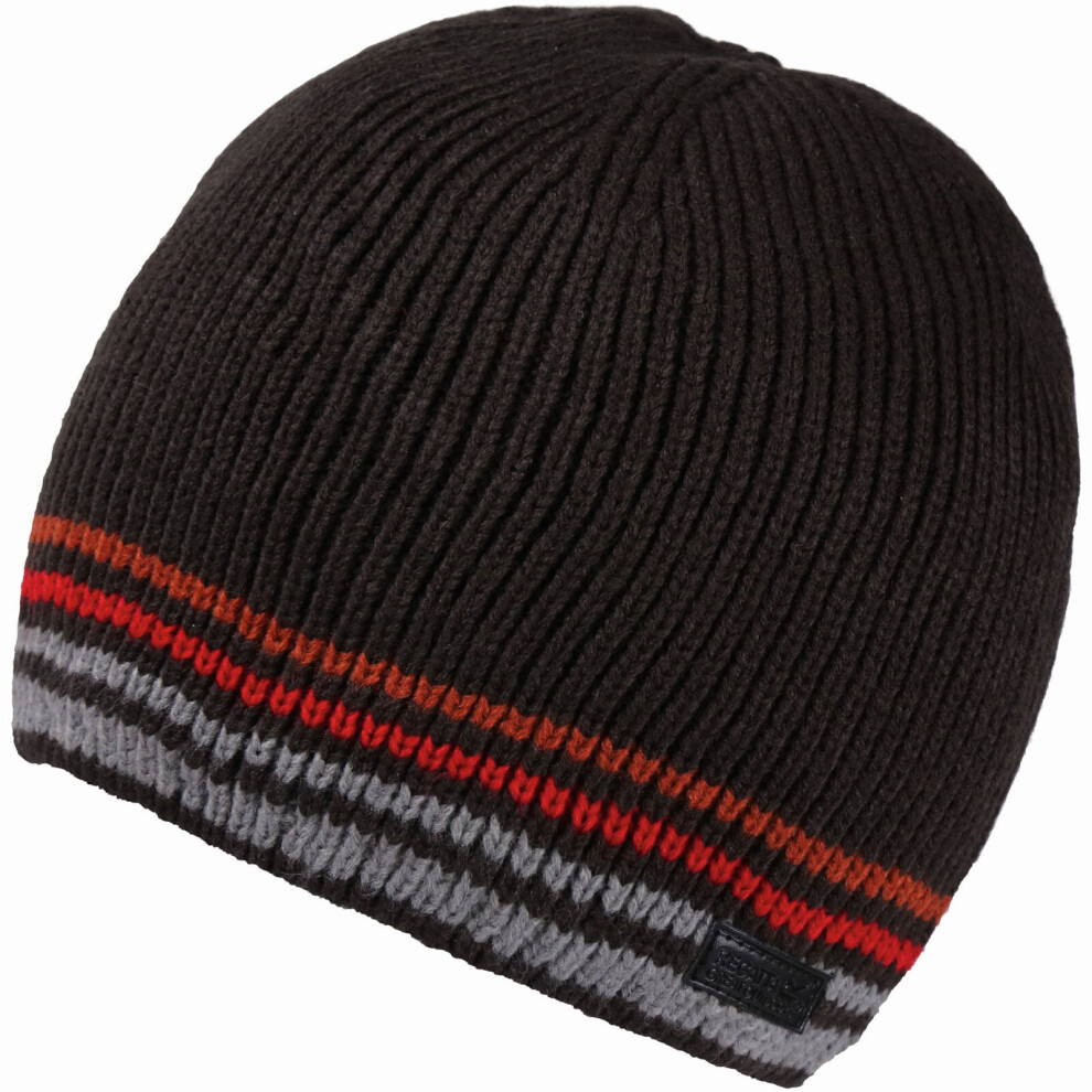 (One Size, Black) Regatta Mens Balton Warm Winter Fleece Lined Knitted Beanie Hat