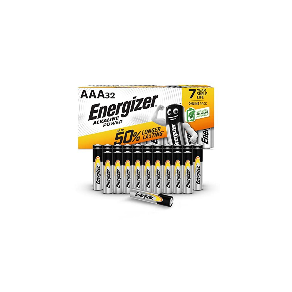 Energizer E301658100 AAA Batteries, Alkaline Power, Triple A Battery Pack, Amazon Exclusive (Packaging may vary), 32 Pack