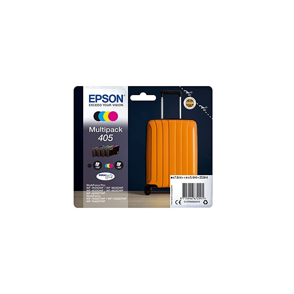 Epson 405 Suitcase Genuine Multipack, 4-colours Ink Cartridges, DURABrite Ultra Ink