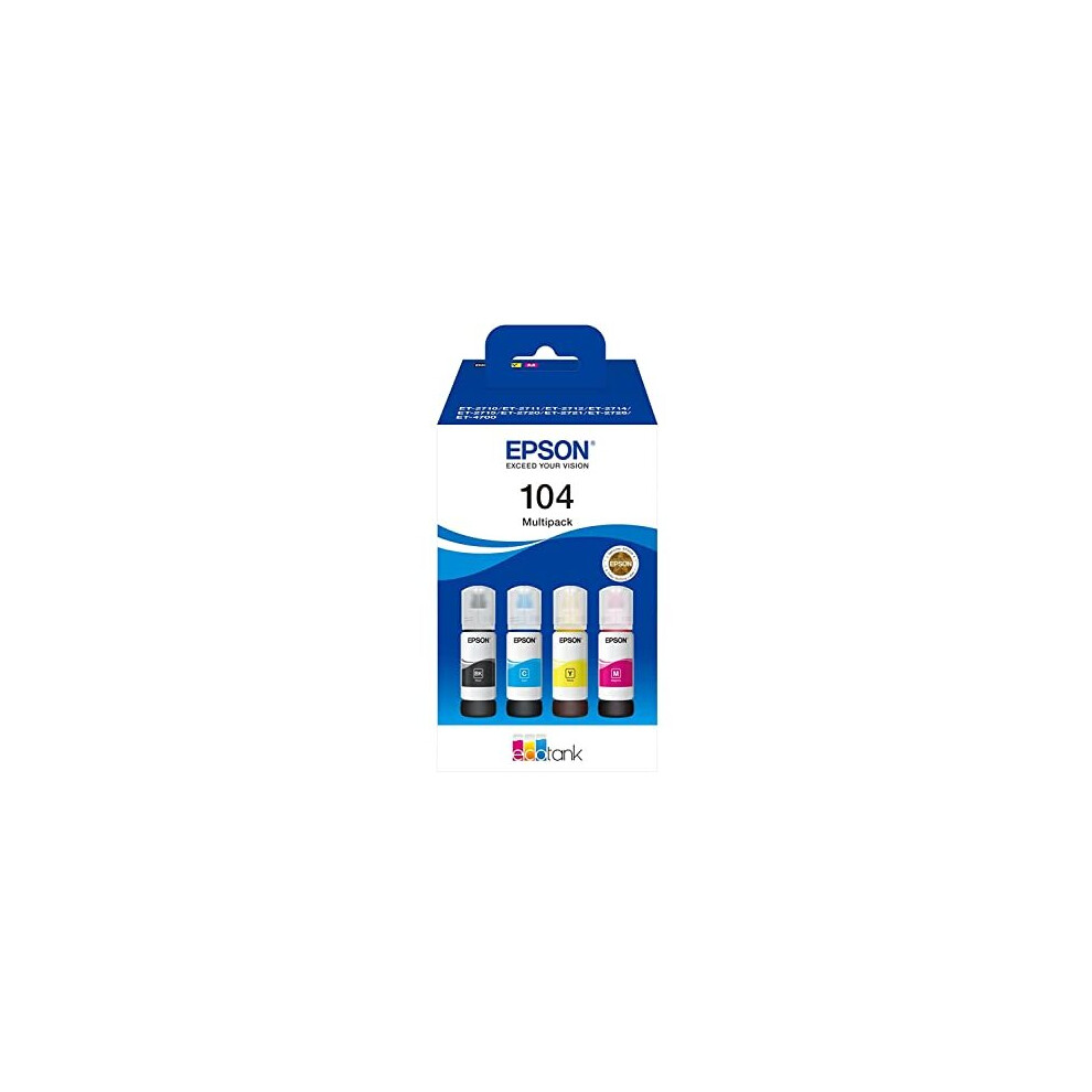 Epson Ecotank 104 Genuine Multipack Ink Bottles Cyan/Magenta/Yellow