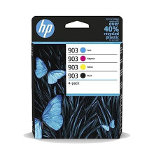 HP 6ZC73AE 903 Original Ink Cartridges, Black/Cyan/Magenta/Yellow, Multipack, 4 Count (Pack of 1), Packaging May Vary