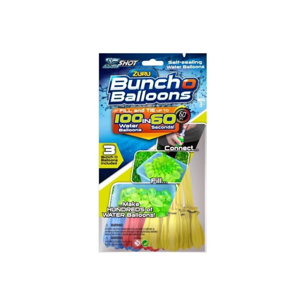 Zuru 6052408 Bunch O Balloons Rapid Filling Water Balloons Plastic Rubber, Assorted Color - 100 Piece