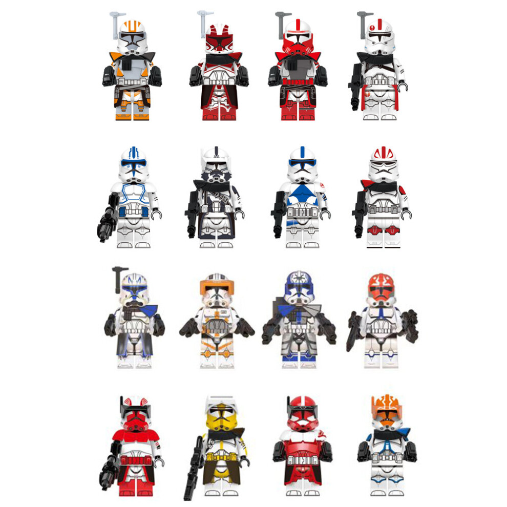 (Style C 16pcs) 16pcs Star Wars Clone Trooper Cody Rex Commander Fit Lego Minifigures