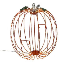 Celebrations 9086998 16 in. ED Prelit Tall Foldable Pumpkin Tabletop Decor, White - 216 Count