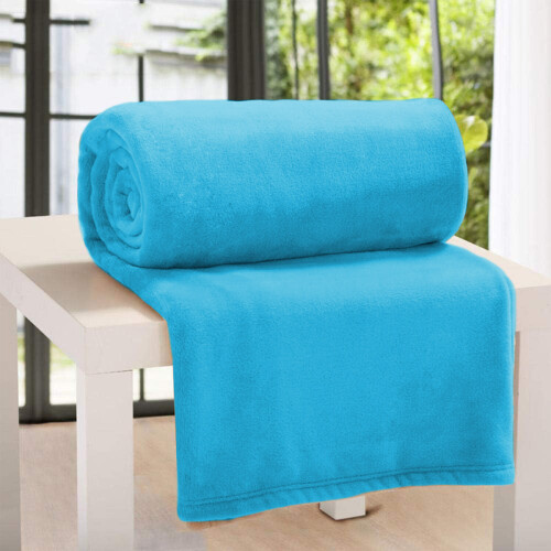 Imperial Rooms (Light Blue/ Sky Blue Blanket) Fleece Blankets Double Warm Soft Plush Mink Throws