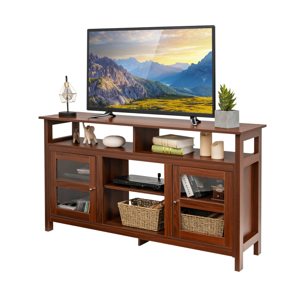 81cm Tall TV Stand For Up to 65"with 2 Cabinets & Open Storage Shelves