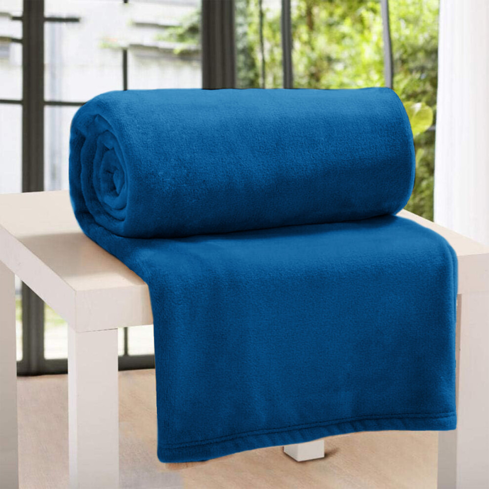 (Teal Blanket) Fleece Blankets Double Warm Soft Plush Mink Throws