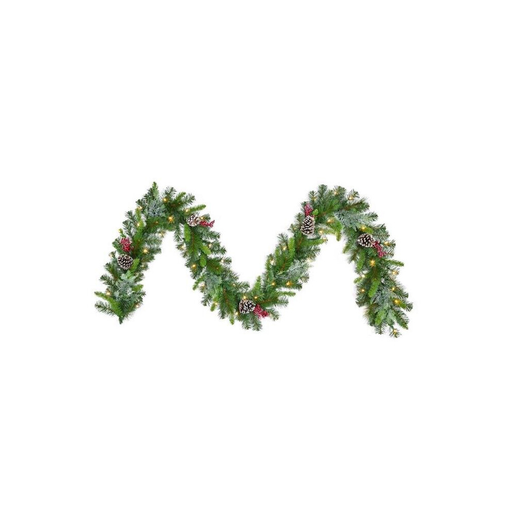 Celebrations 9086640 12 in. x 9 ft. LED Prelit Icy Mixed Pine Garland, Warm White - Pack of 4