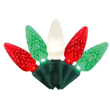 Celebrations 9086403 25 ft. Platinum LED C6 String Christmas Lights, Red, Green & Pure White - 50 Count