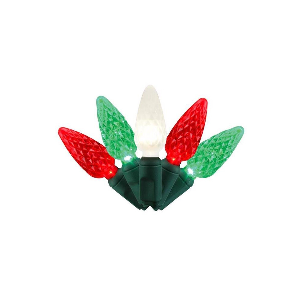 Photos - Garden & Outdoor Decoration Celebrations 9086403 25 ft. Platinum LED C6 String Christmas Lights, Red, Green & Pure White - 50 Count White,Green,Red 9086 