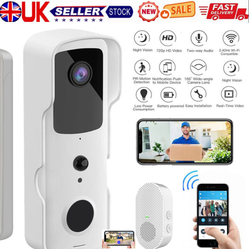 Video Doorbell Camera, Wireless Door Bell with Chime, Motion Detection