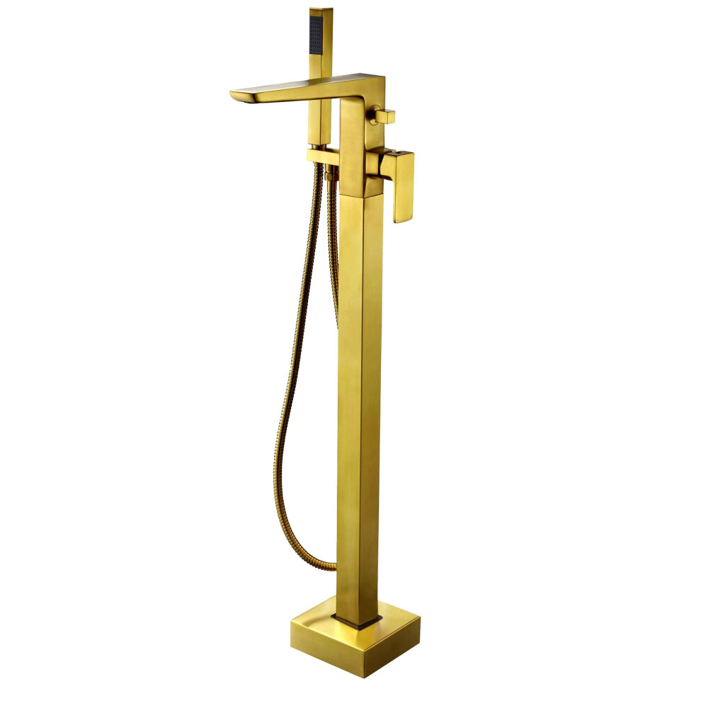 Nes Home Brushed Brass Floor Standing Bath Shower Mixer