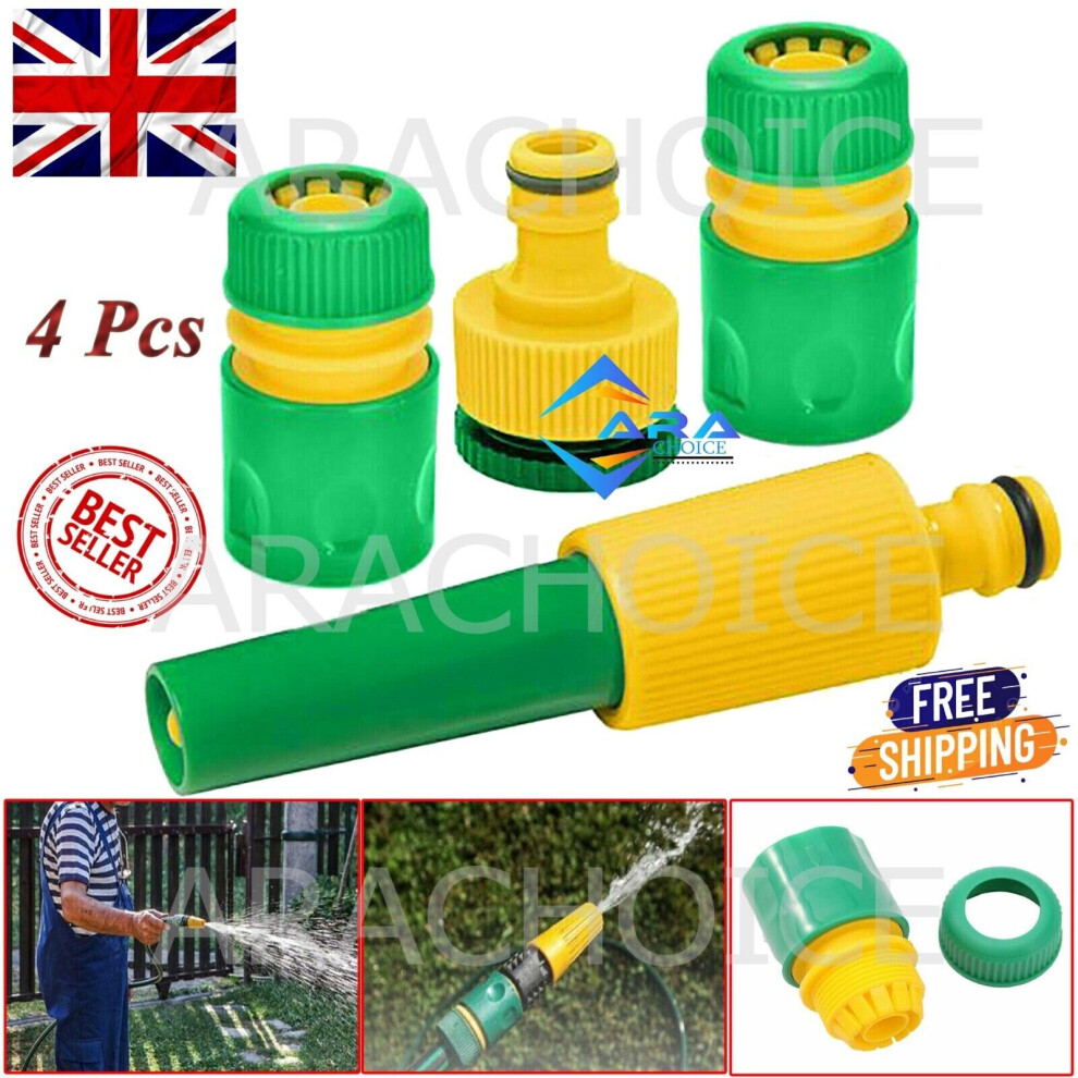 4pc Garden Watering Hose Pipe Tap Connector Adaptor Fitting Attachment