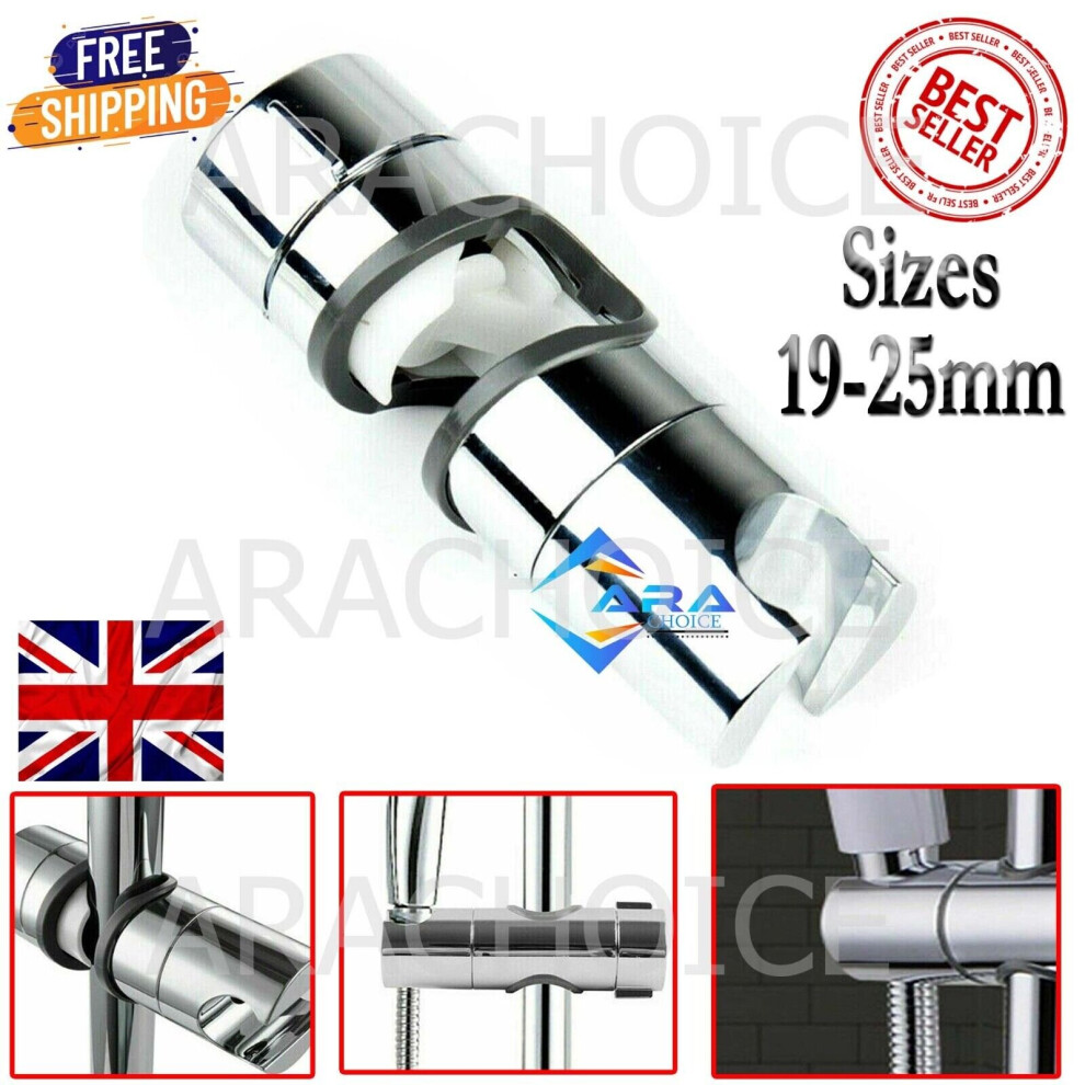 Adjustable Chrome Bathroom Shower Head  Riser Rail Bracket Slider