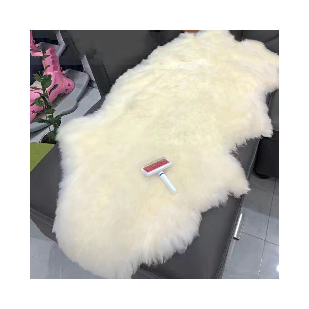 (L) Natural Sheepskin Rug Pelt Soft Fleece Ivory White