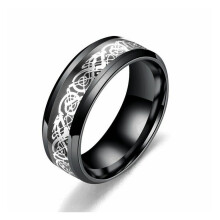 (4# 8mm Black Rotating Rings Men Women Jewelry, 10) Viking Runes Celtic Dragon Stainless Steel Ring