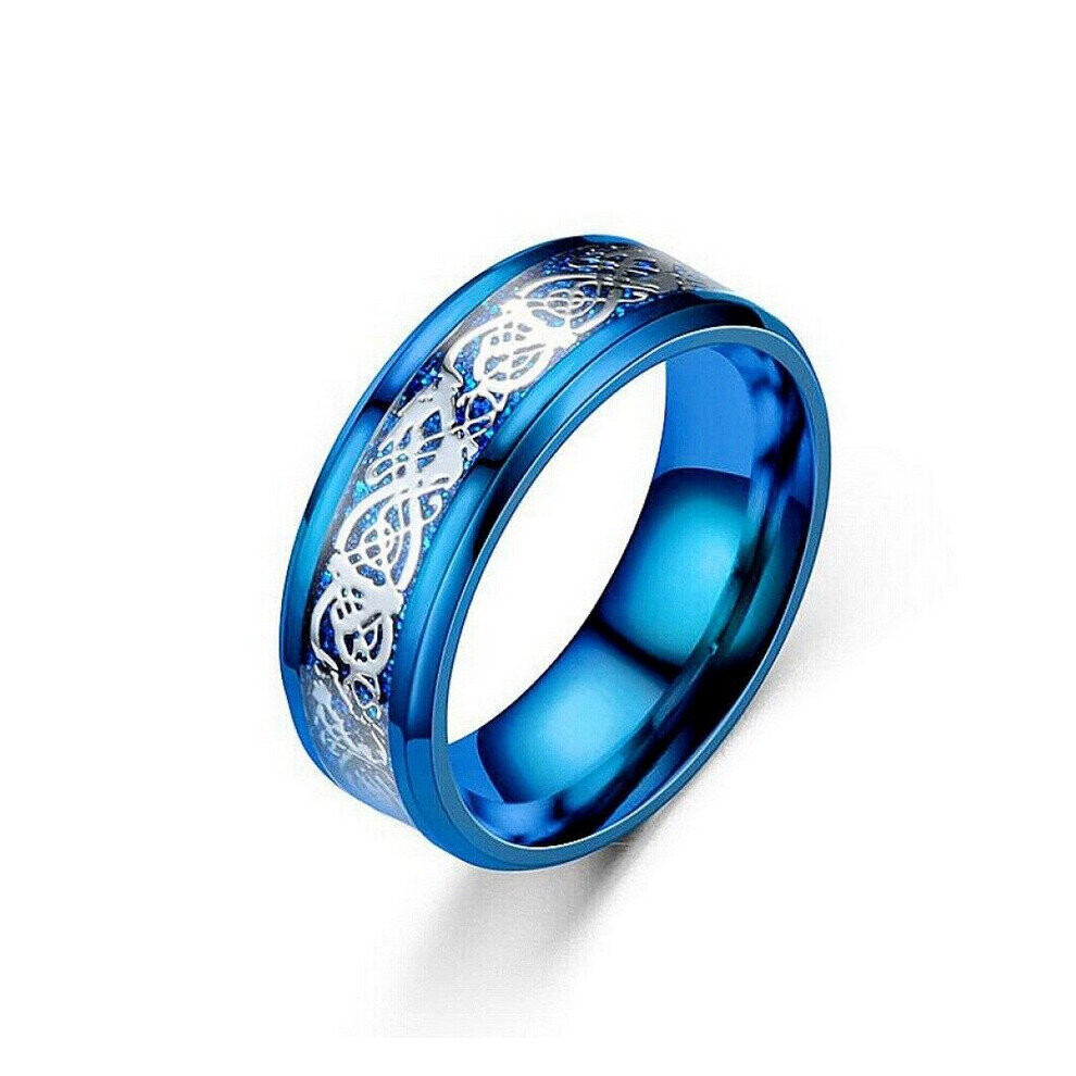 (7# 8mm Blue Men Women Jewelry Metal Fidget Ring , 7) Viking Runes Celtic Dragon Stainless Steel Ring-image-OPC-PCFNNXT-NEW