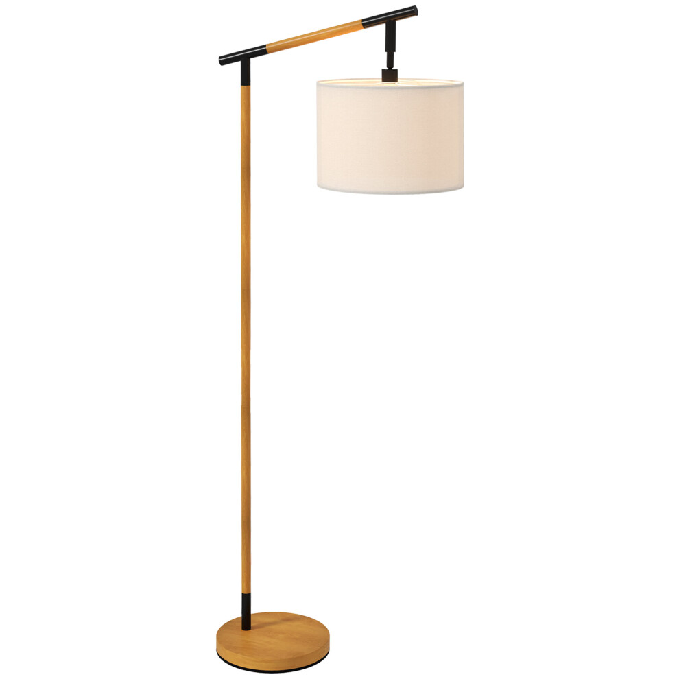 Homcom Floor Lamp With 350 Rotating Lampshade, Led Bulb Included, Brown