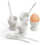 The Magic Toy Shop GEEZY Porcelain Egg Holder Set 4x Ceramic Egg Cups 4x Spoons Breakfast Tableware White 8