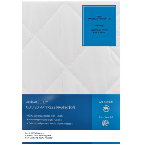 Gr8 Home (Single) Anti Allergy Quilted Mattress Protector Topper