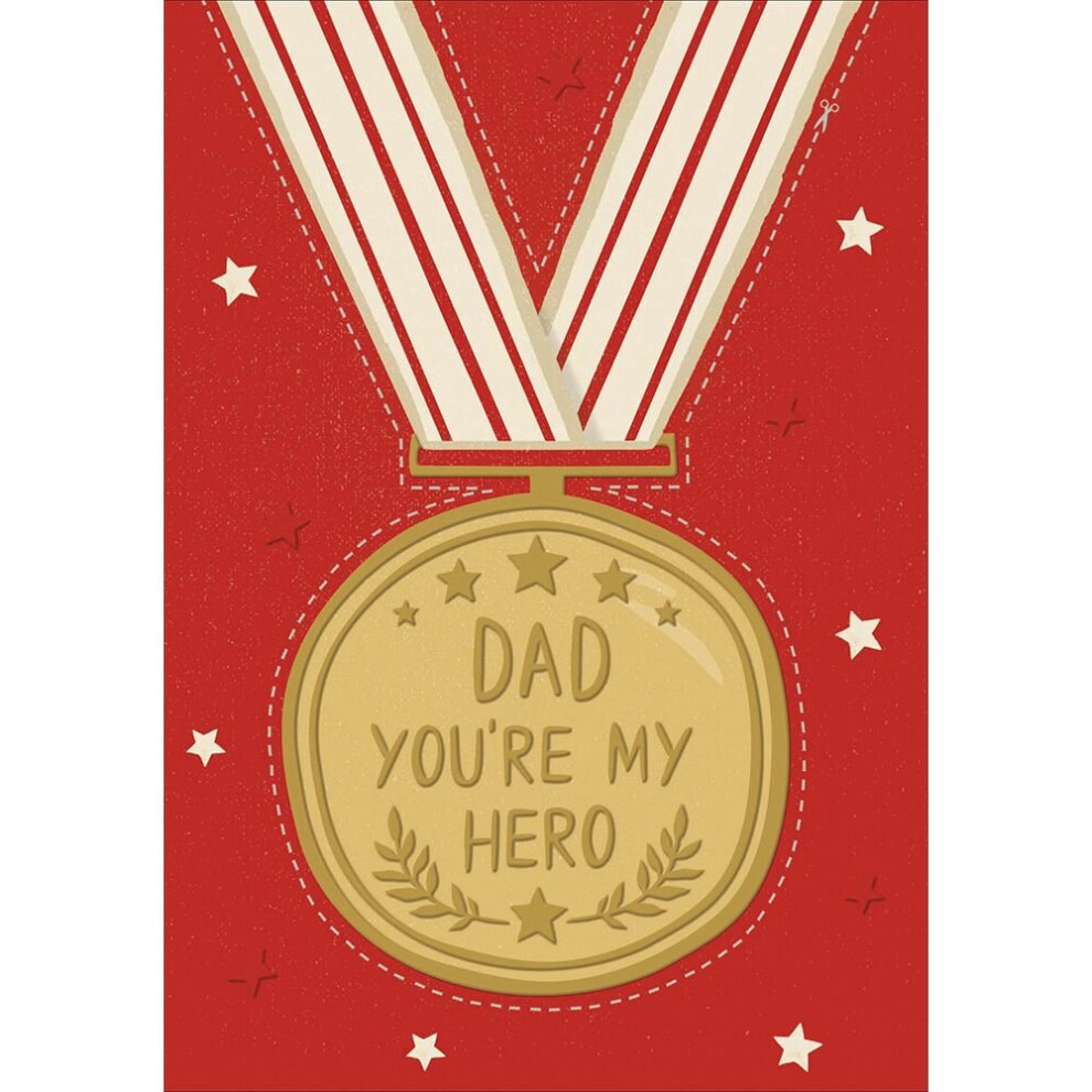 Dad Your My Hero Gold Medal Father's Day Greeting Card Fathers Day Cards