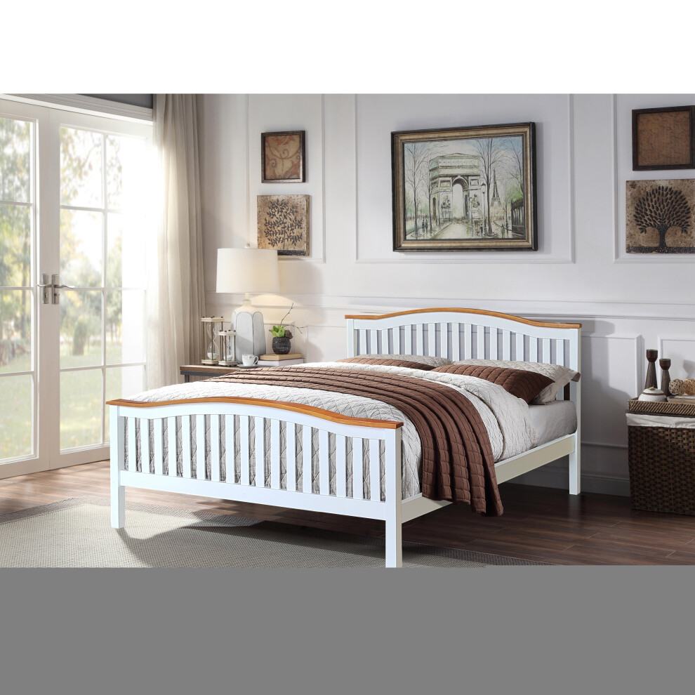 (White, With Kerri Mattress) 5ft Solid Wooden Curved Bed in Grey or White